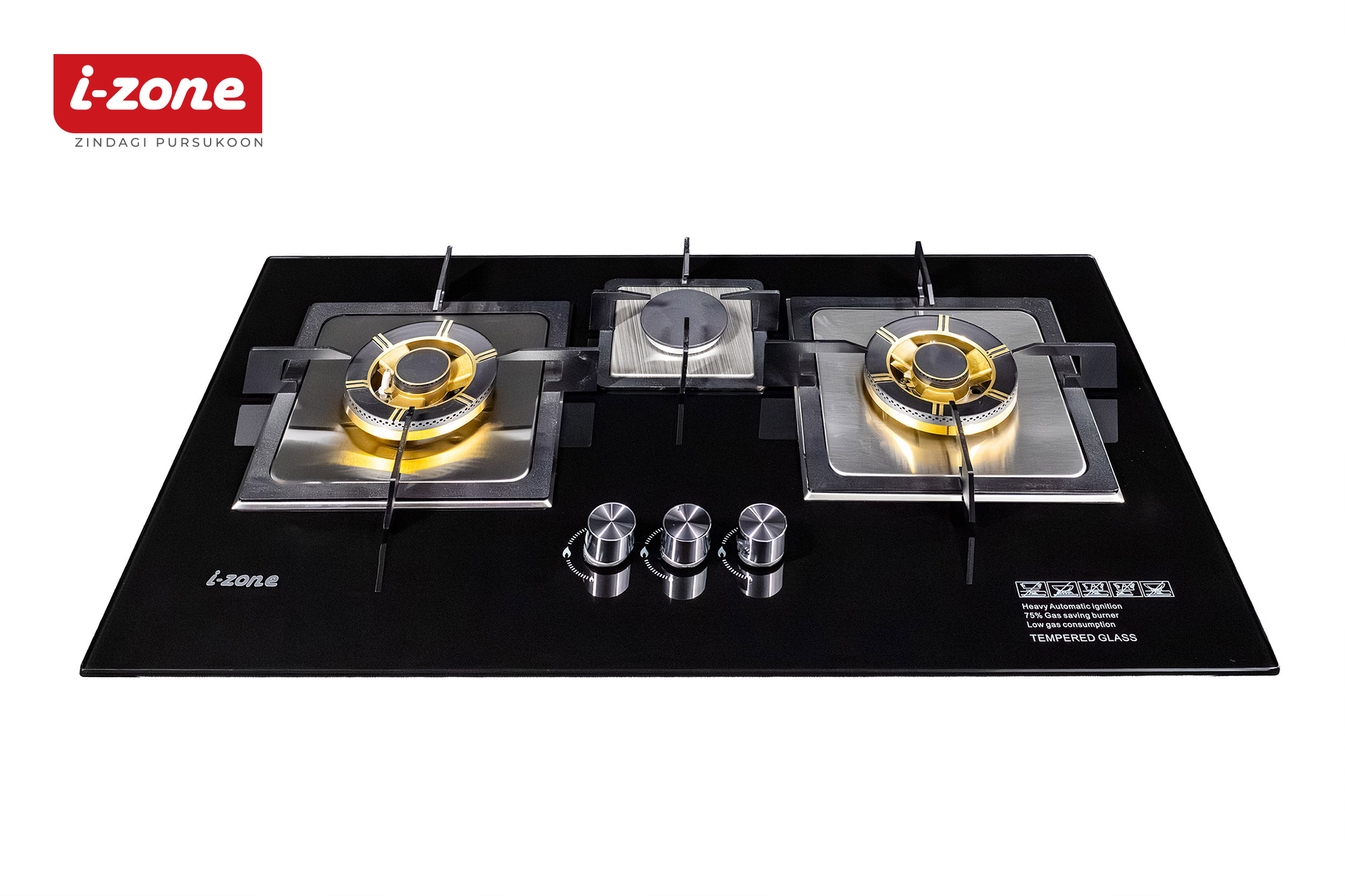 IZone IZN-3G-208 3 Burner Glass Kitchen Hob