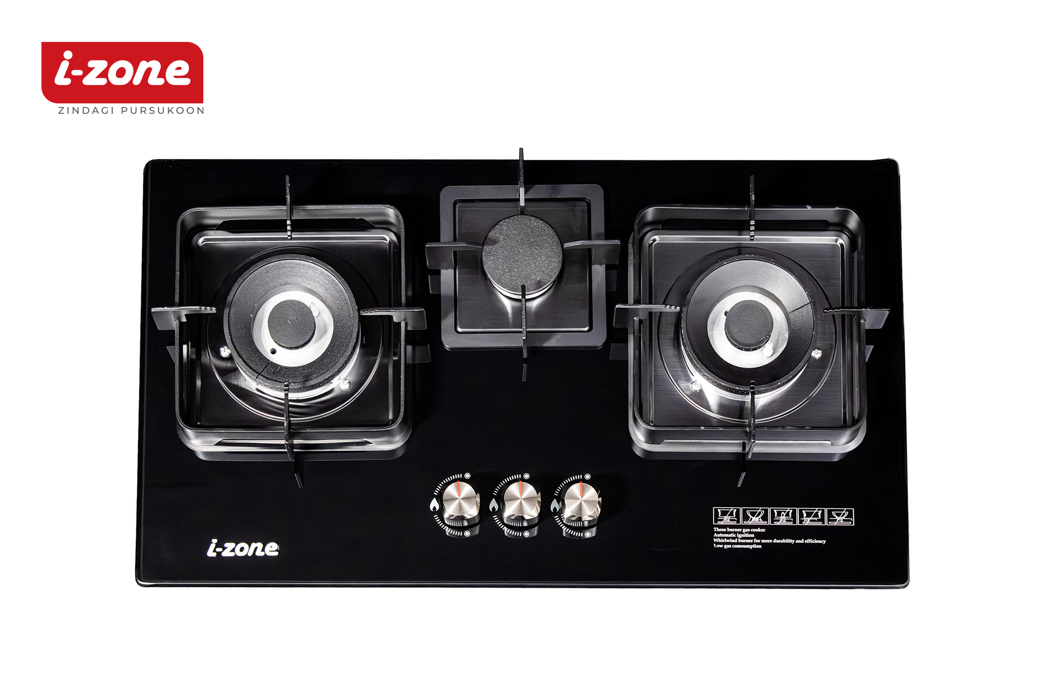 IZone IZN-3G-216 3 Burner Glass Kitchen Hob