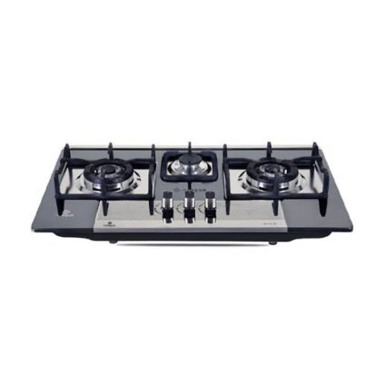 Nasgas DG-222 BK 3 Burner Black & Silver Built-In Gas Hob