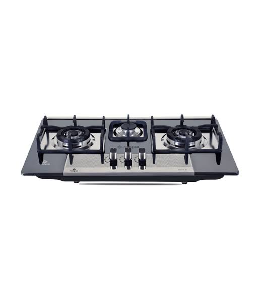 Nasgas DG-222 BK 3 Burner Black & Silver Built-In Gas Hob