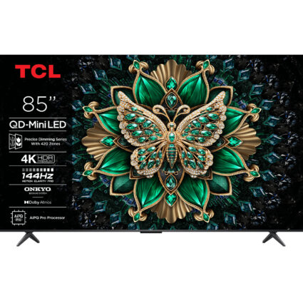 TCL 85C6K 85 Inch Premium QD-Mini LED 4K Google TV – 144Hz, ONKYO Audio